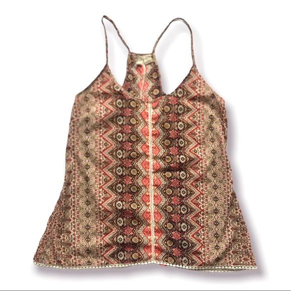 Japna Pattern Racerback Tank Top With Slit on Back - Picture 1 of 6